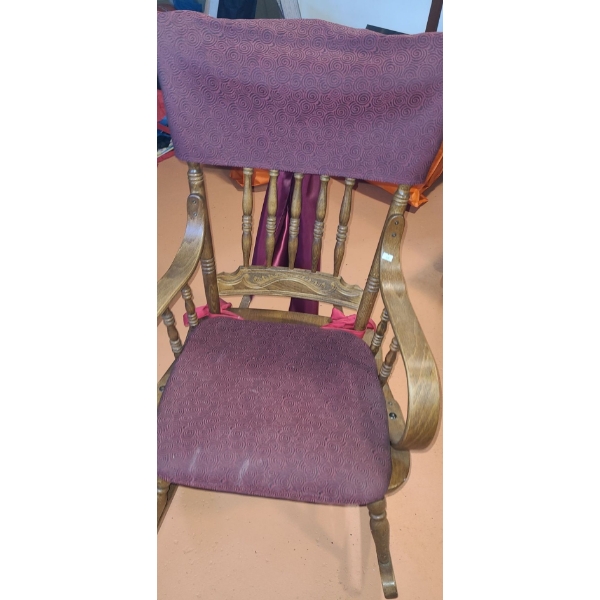 Wooden Rocking Chair Includes Seat and Back Cover 37 T, 22 L, 20 W
