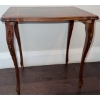 Image 4 : Wood Side Table with Inlaid Top and Carved Sk