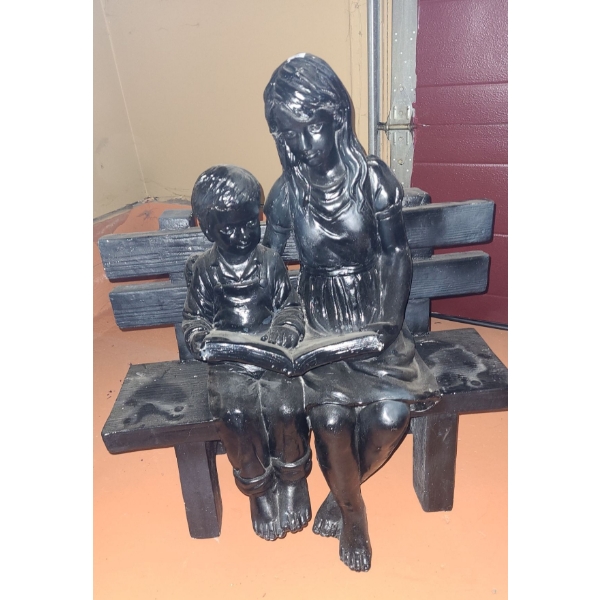 Statue of Bench with Woman and Child 29 T, 26 L, 12 W