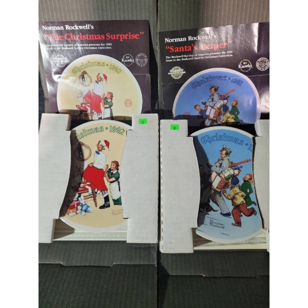 Norman Rockwell Collector Plates 'The Christmas Surprise' 1992 and 'Santa's Helper' 1991