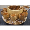 Image 2 : Genuine Monkey Pod Hand Crafted In The Philippines Punch Bowl 15Pc Set