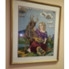 Image 1 : Needle Point Framed Art - Girl with Deer: 21 X 25 and Mill House 15.5 X 15.5 