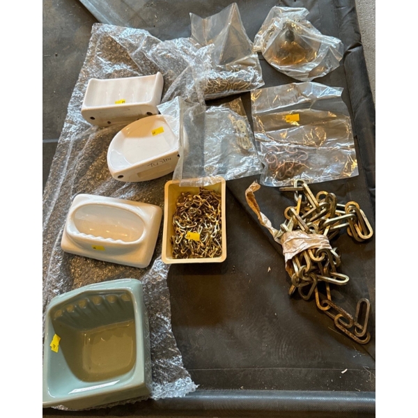 Wooden Curtain Rod Hangers Plus Bath Soap Holders and Lamp Chains Various Lengths 