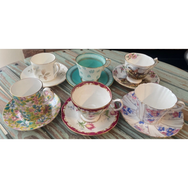 Six Collectible Tea Cups & Saucers  Royal Albert & Aynsley