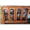 Image 1 : Wooden Cabinet w/ 3 Shelves and Glass Doors w/ Rose Design 50 W, 13 D, 42 T- Contents NOT Included