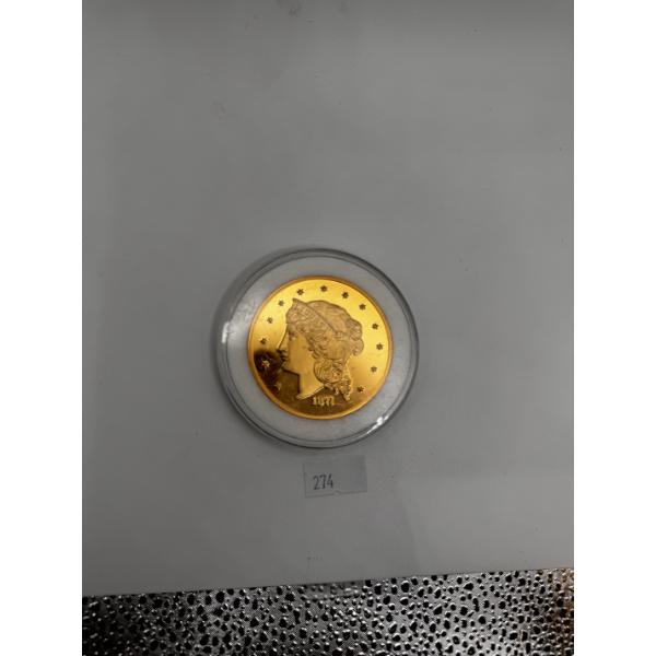 "1877" $50 Gold-plated liberty head token - 83g