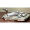 Image 3 : Hoselton Aluminum Art Sculptures, Made in Canada - Bird Scenes on Rock (Large is 9L) 