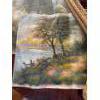 Image 2 : Antique Gold Gilt Frames Oil On Canvas Art Pieces Italian Tray & Decorative Plate