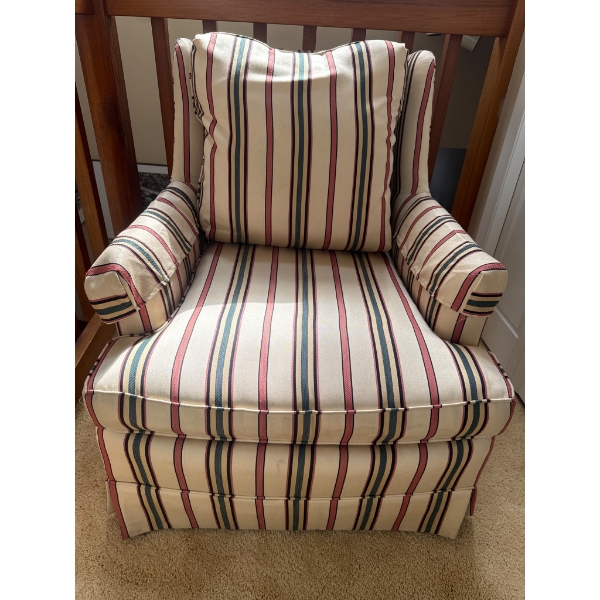 Traditional Upholstered Armchair with Striped Pattern