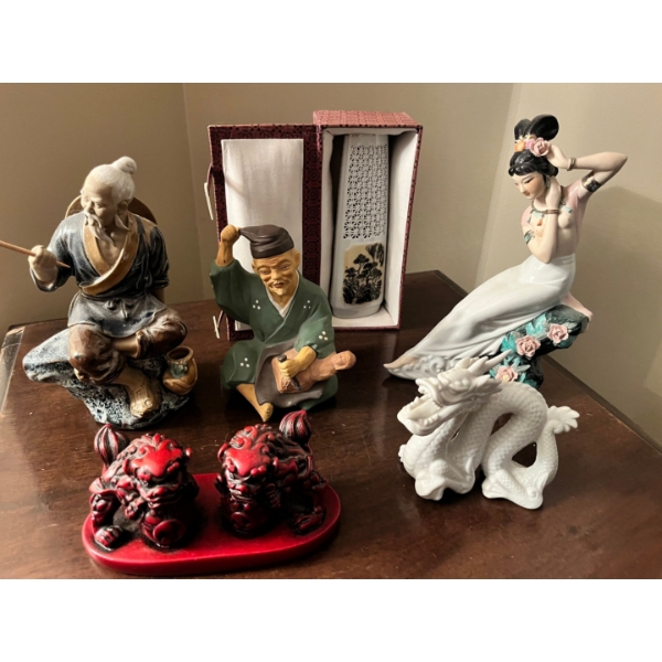 Collection of Asian influence, ceramic sculptures