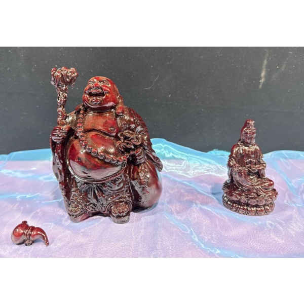 Wooden Buddha Figures 5.5H & 4H