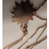 Image 3 : Stamped 10k Yellow Gold Extra Long Necklace Sun Pendant and Carved Bone Charm