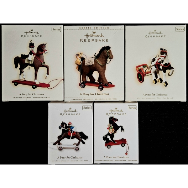 Hallmark Keepsake A Pony For Christmas Ornament Collection, 5 Boxes