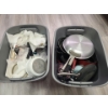 Image 1 : Assorted kitchen items (2 bins of pots and pans and tools)
