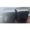 Image 1 : Faux Leather Cube Ottomans in Dark Metallic Finish