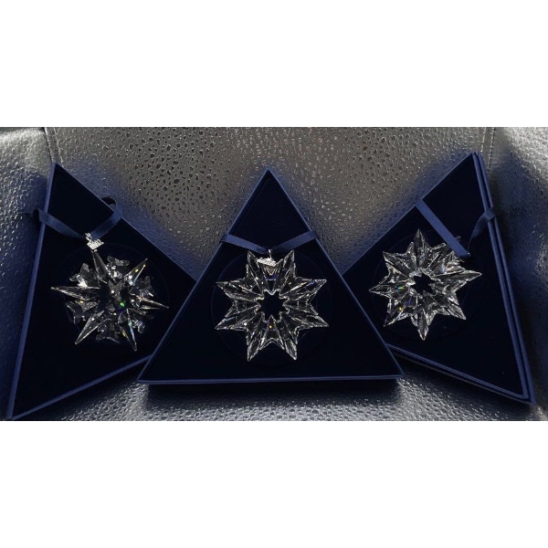 3 Swarovski Crystal Snowflake Ornaments 