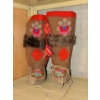 Image 1 : Indigenous Made Moose Hide Mukluks w/ Floral Bead Work Tassels & Fur Trim