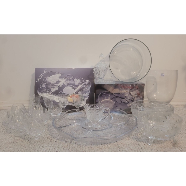 Seasonal Serving Trays & Crystal Barware Bundle