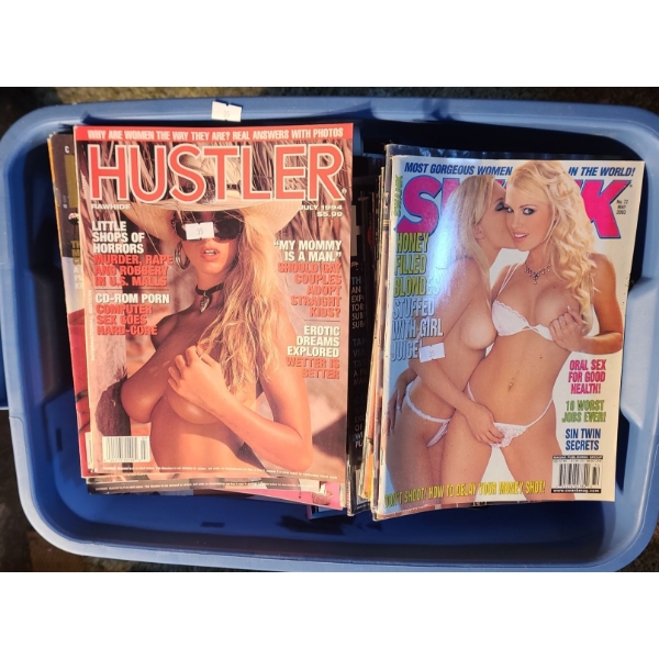 - Collection of Vintage Adult Magazines, Various Titles- Large Bin