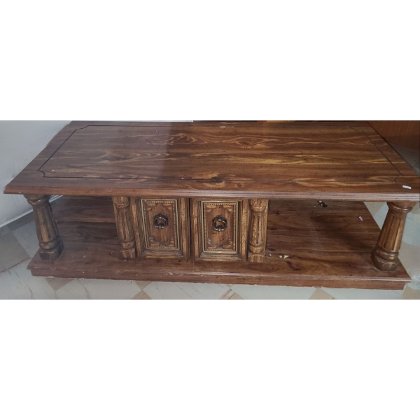 Coffee Table w/ Shelf and Middle Storage Cupboard 53 W, 21 D, 17 T