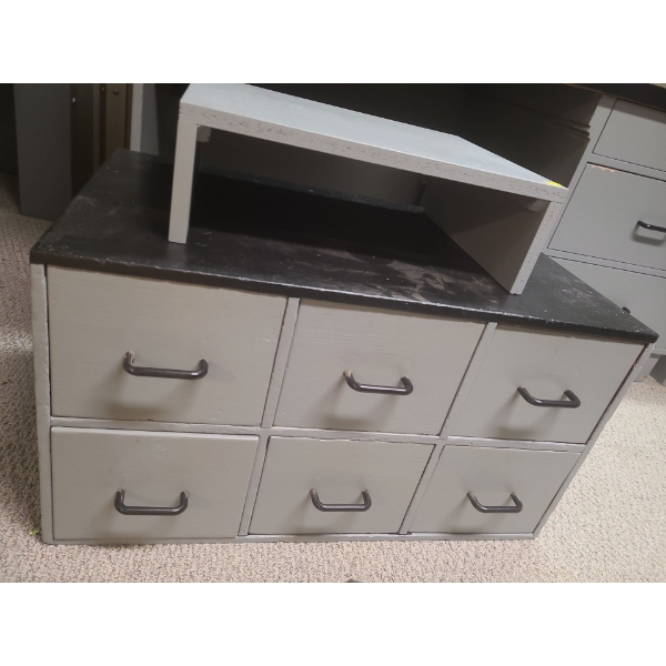 Storage Drawers (30"W, 18"D, 16"T)  and Wooden Monitor Stand 