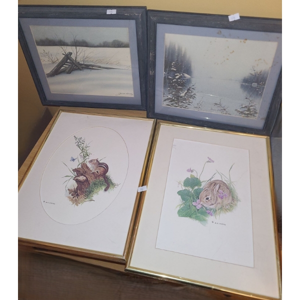 Gold Frame 11.5 x 14 No Glass and Outdoor Scenes 13 x 11.5/ Framed w/ Glass and Prints w/ Gold Frame