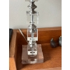 Image 4 : set of 2 Modern Silver Chrome Base Desk Reading Bedside Table Lamp with Cube Design Section & White 
