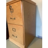 Image 3 : Oak Two-Drawer File Cabinet with Brass Hardware and Key