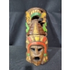 Image 1 : Hand-Carved Wooden Wall Mask With Colorful Accents, 11 x 25 Inches