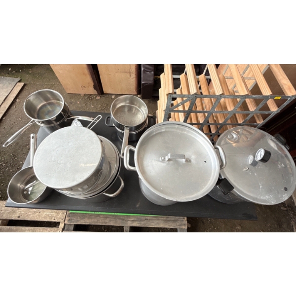 Assortment of cookware and Wine Rack