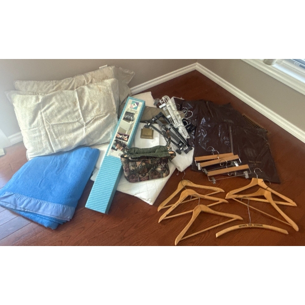 Wood Hangers Wool Blanket Garment Bags Plush Pillows & more