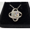 Image 1 : 1ct Round Moissanite with 40 Round Cubic Zirconia in Dual Halos in 925 Silver Pendant