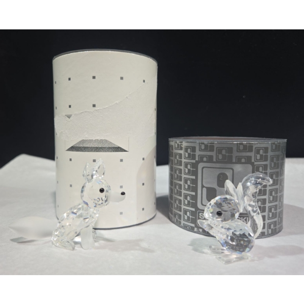 2 Swarovski Crystals In Original Boxes 1 Squirrel 1 Fox (2.5" & 3"T)