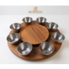 Image 1 : Wooden Lazy Susan ( Magnetic ) with Stainless Steel Bowls