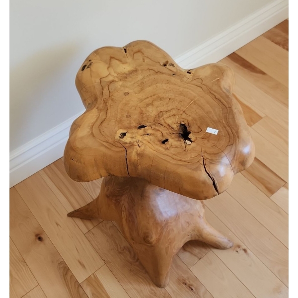 Natural Burl Wood Side Table/ Stool 19 W, 17 D, 18 T 