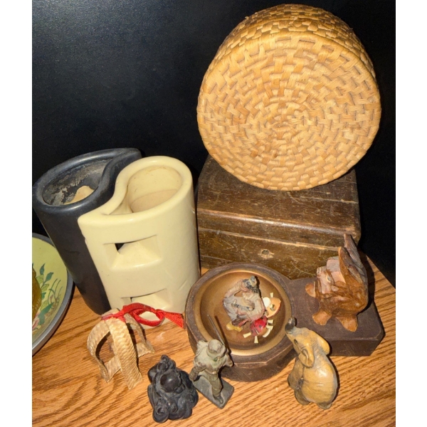 Household Collectibles- Figurines, Basket, Candle Holders, Candle & More