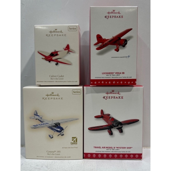 Vehicles- Culvert Cadet, Lockheed Cadet 5B, Cessna 195, Travel Air Model R  Hallmark Ornaments 