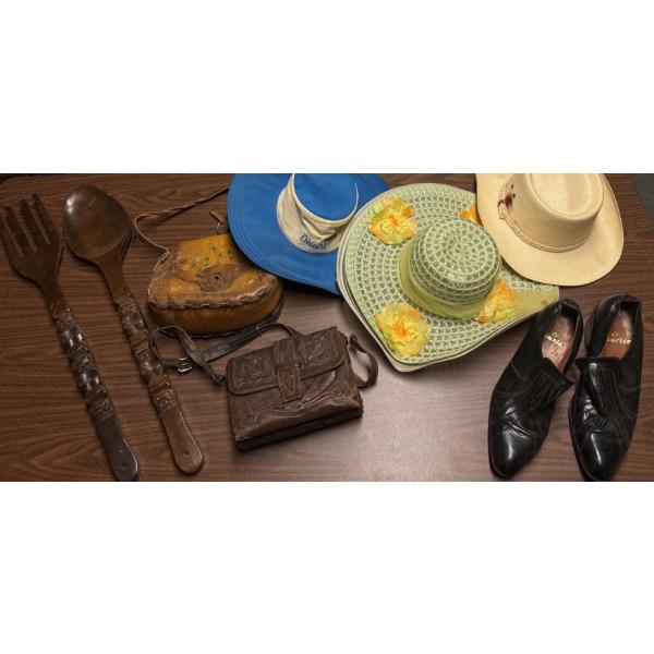 Holiday Goers Set - Wooden Spoon & Fork 28L,  Large Hats, Leather High Country Bags, Size 12 Shoes 