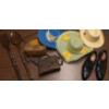 Image 1 : Holiday Goers Set - Wooden Spoon & Fork 28L,  Large Hats, Leather High Country Bags, Size 12 Shoes 
