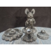 Pendelfin Rabbit Bronze Toned + Matching Candle Holders Felt Bottoms