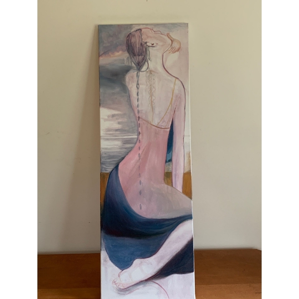 Lauri Ansell Looking Up Oil On Board  12 x 36