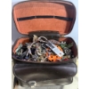 Image 2 : Brown Leather Satchel-Style Bag Containing Assorted Costume Jewelry