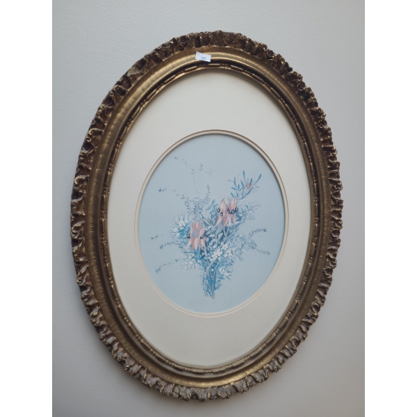 Matted Print of Flowers 16 X 22 