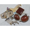 Image 2 : Polished Golden Sandstone + Agate Stone Pendants With Gold Plated Clasps + 925 Settings