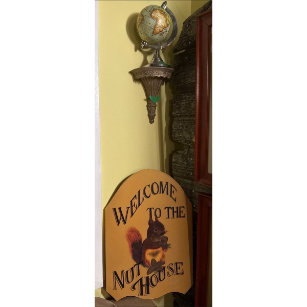 Mini Globe, Wall Shelf, Welcome Sign