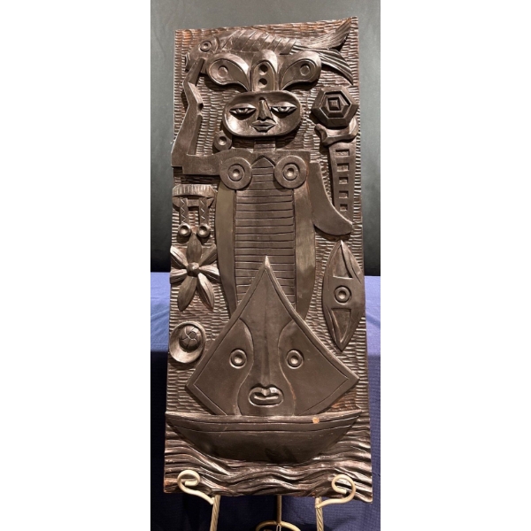 Carved Wood Wall Hanging 17.5Wx42H