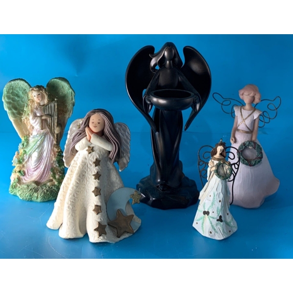 Large Partylite Black Angel (8.5T), Seagull Heart Warmer Angel, Carlton Cards Angel and More 