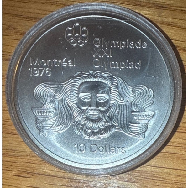 1979 Canadian $10 Olympics Sterling Silver Coin - Head Of Zues 48.6g
