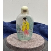 Image 3 : Hand Painted Glass Snuff Bottle with Spoon 2.5H