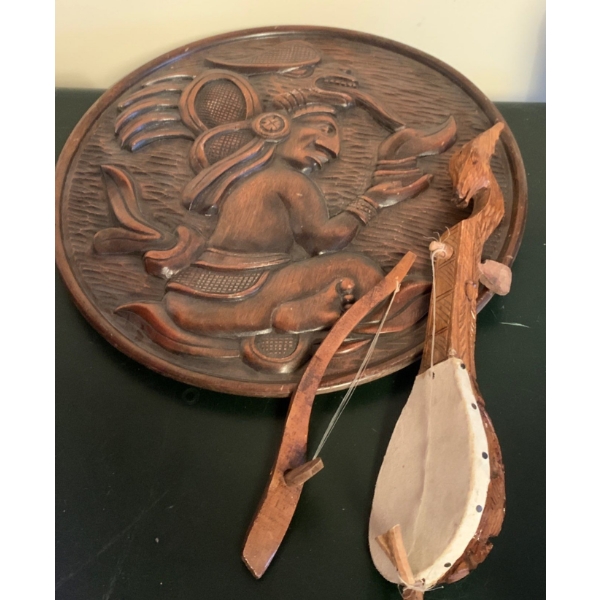 Hand Carved Mini Violin w/ Honduras Carving - 16L Tribal  